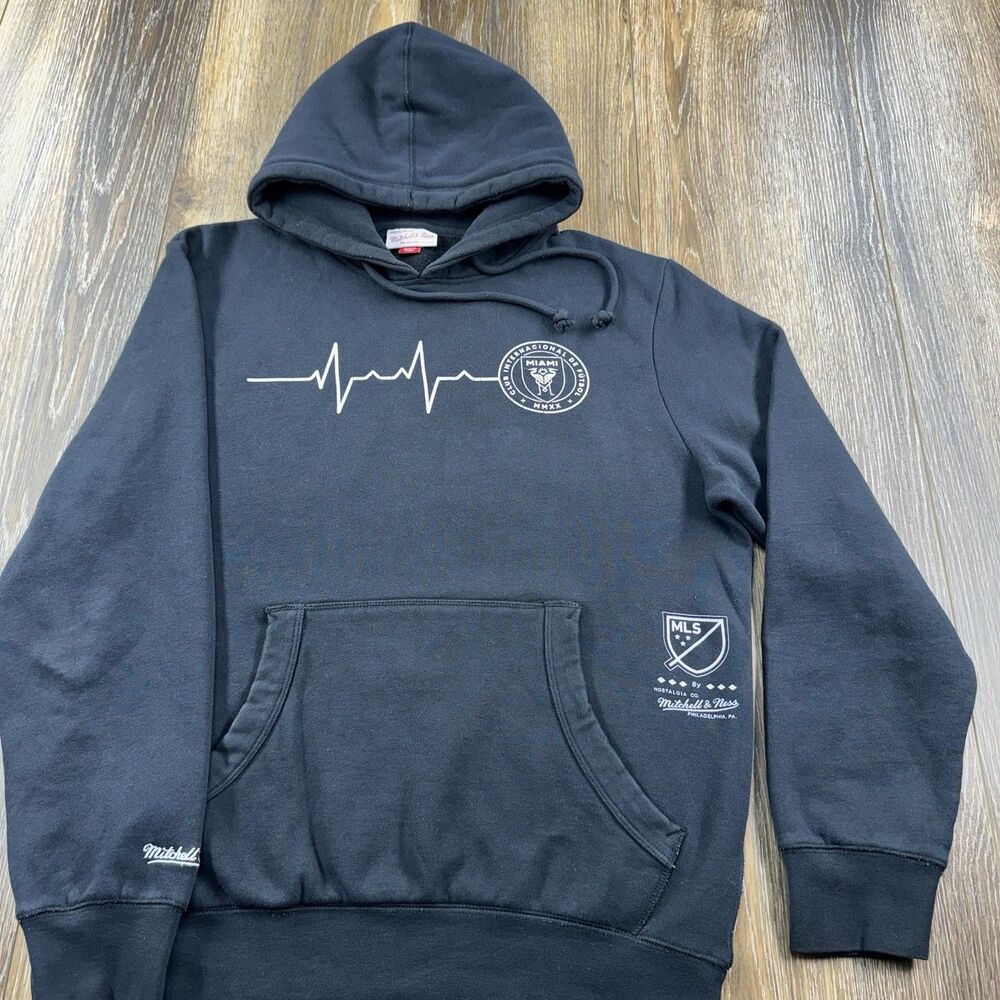 Inter Miami CF Hoodie Mens M Black Sweatshirt Football Soccer MLS Mitchell Ness